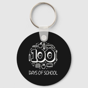 100 Days Of School Chalk Clical Teacher Kids 100th Key Ring