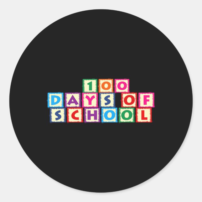 100 Days Of School  Classic Round Sticker (Front)
