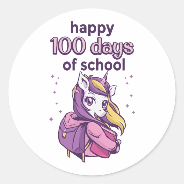 100 days of school classic round sticker (Front)