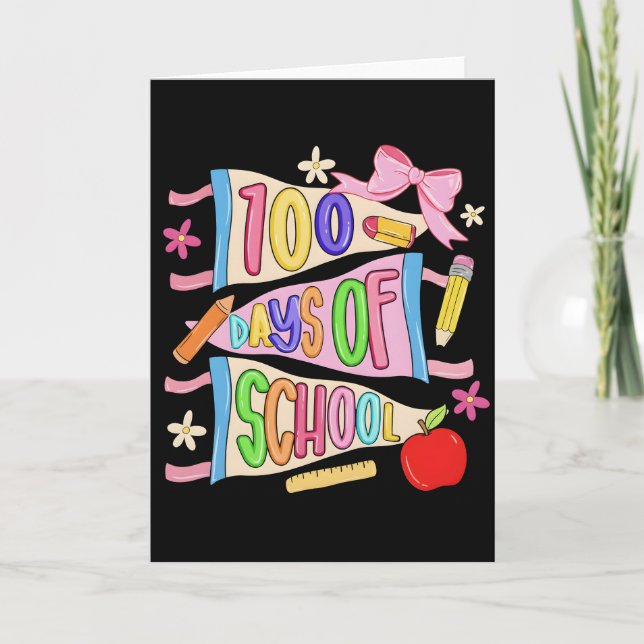 100 Days of School Colorful Banner Design Card (Front)