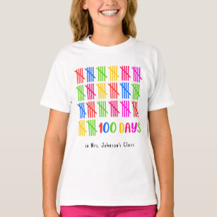 100 Days of School Colorful Tally Mark T-Shirt