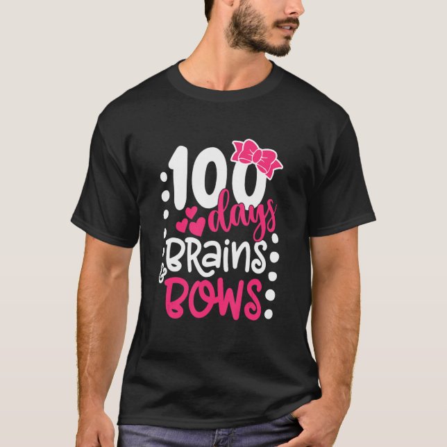 100 Days Of School Colourful Happy 100 Days Brains T-Shirt (Front)