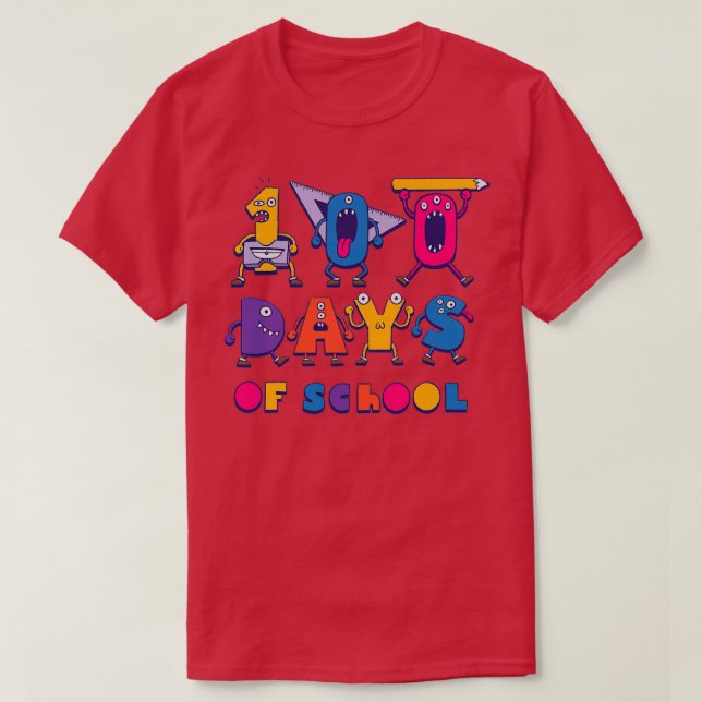 100 days of school colourful T-Shirt (Design Front)
