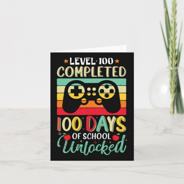 100 Days Of School Complete Gamer Boy Level Unlock Card (Front)