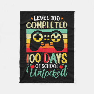 100 Days Of School Complete Gamer Boy Level Unlock Fleece Blanket