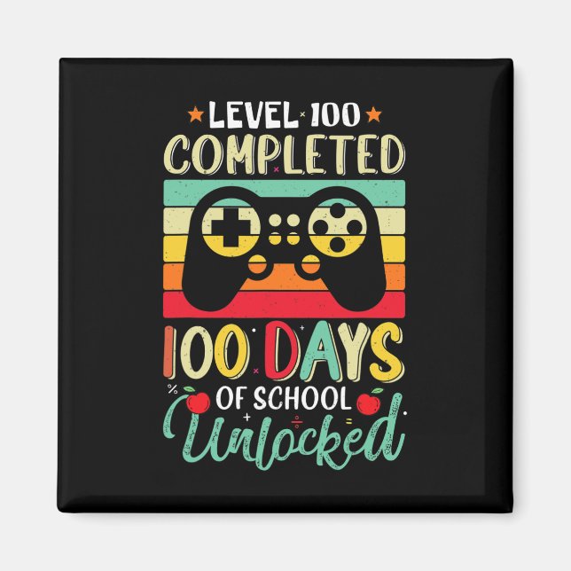 100 Days Of School Complete Gamer Boy Level Unlock Magnet (Front)