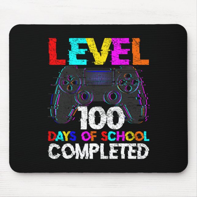 100 Days Of School Completed Gamer Boy Level 100 C Mouse Mat (Front)