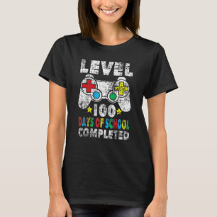 100 Days Of School Completed Gamer Boy Level Up T-Shirt
