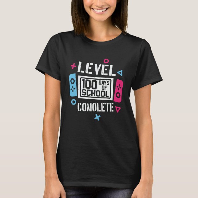 100 Days Of School Completed Gamer Boys 100th Day  T-Shirt (Front)