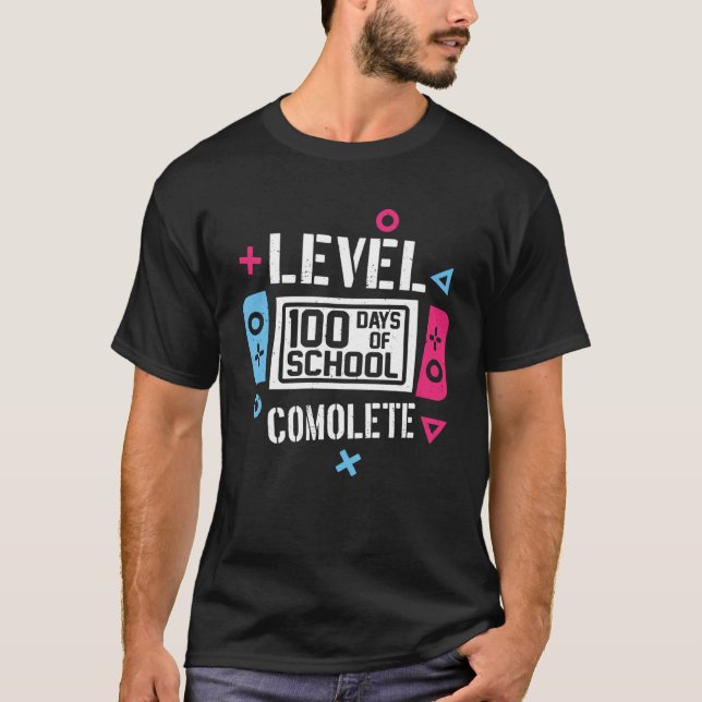 100 Days Of School Completed Gamer Boys 100th Day  T-Shirt (Front)