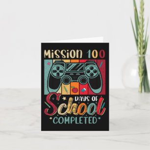 100 Days Of School Completed Gamer Kids 100th Day  Card
