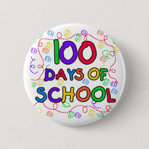 100 Days of School Confetti 6 Cm Round Badge