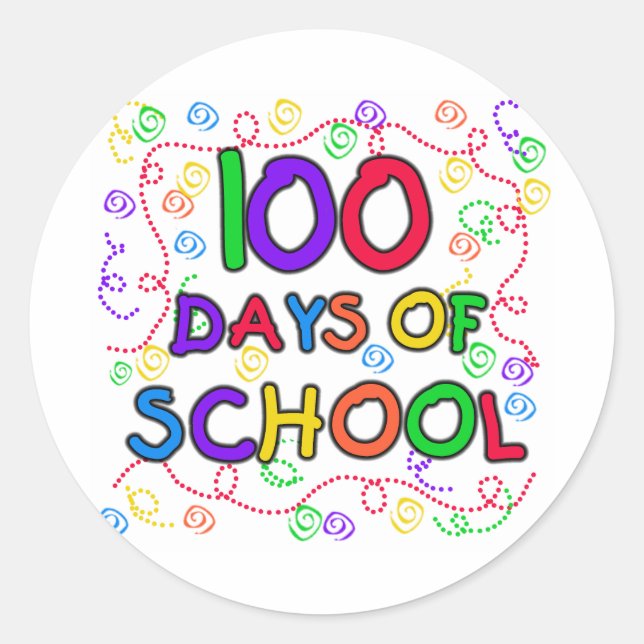 100 Days of School Confetti Tshirts and Gifts Classic Round Sticker (Front)