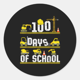 100 Days Of School Construction Truck 100th Day Bo Classic Round Sticker