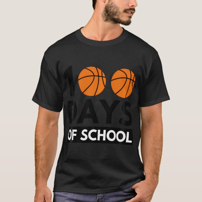100 Days Of School Cool Basketball Player Teacher  T-Shirt (Front)
