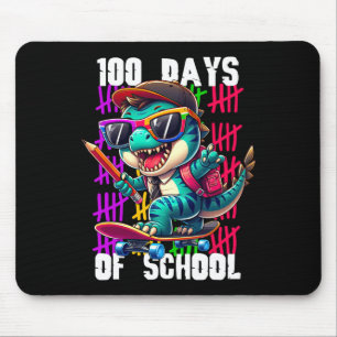 100 Days Of School Cool Dinosaur Skateboarding  Mouse Mat
