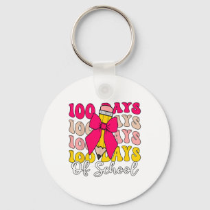 100 Days Of School Coquette Bow 100th Day Of Key Ring