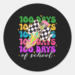 100 Days Of School Coquette Bow Pencil 100 Days Sm Classic Round Sticker