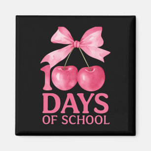 100 Days Of School Coquette Cute Cherry Bow 100th Magnet