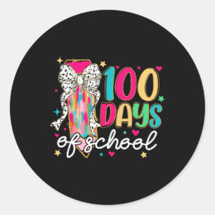 100 Days Of School Coquette Pencil Bow Teachers Gi Classic Round Sticker