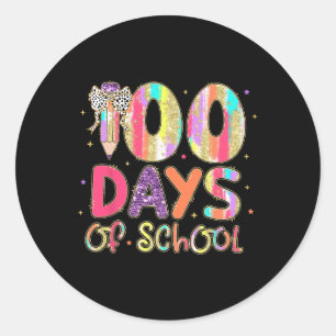 100 Days Of School Coquette Pencil Bow Teachers Gi Classic Round Sticker