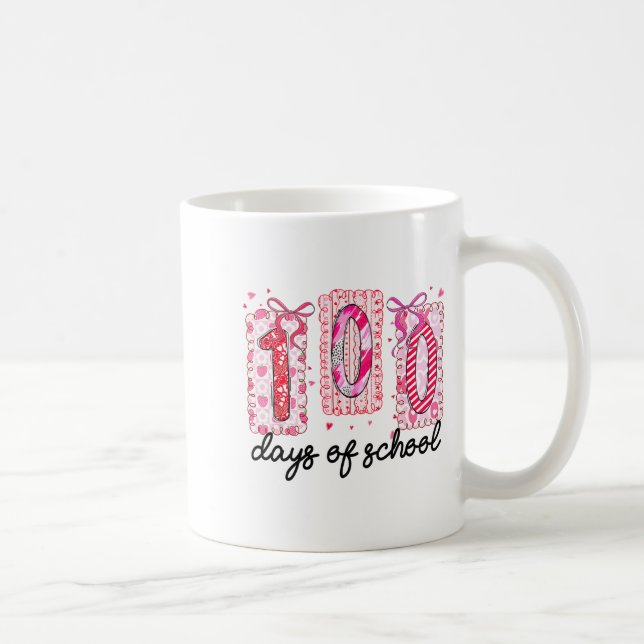 100 Days Of School Coquette Valentine Girls Teache Coffee Mug (Right)