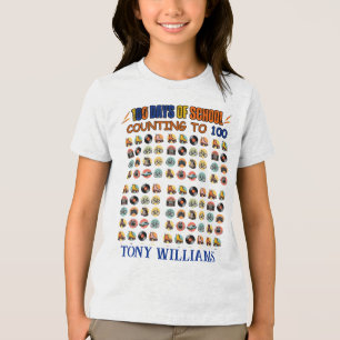 100 Days of School" Counting to 100 Design - Retro Tri-Blend Shirt