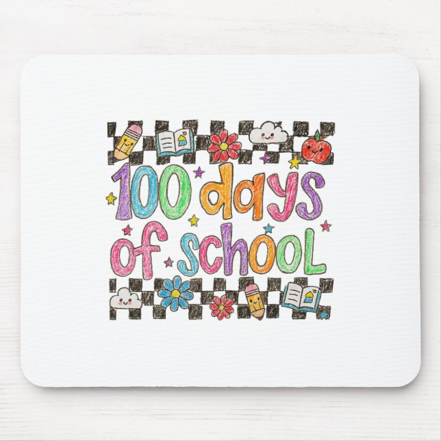 100 Days Of School Crayon Handwriting Style Teache Mouse Mat (Front)