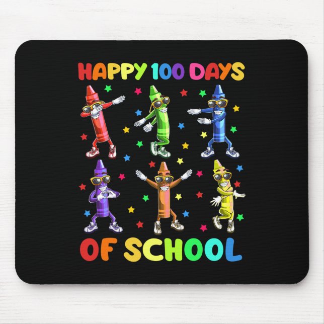 100 Days Of School Crayons Dancing 100th Day Schoo Mouse Mat (Front)