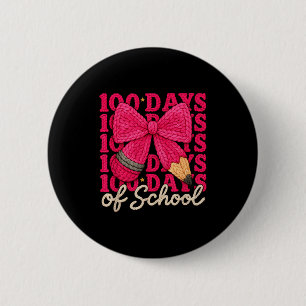 100 Days Of School Crochet Bow Pencil 100th Day Of 6 Cm Round Badge