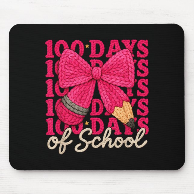 100 Days Of School Crochet Bow Pencil 100th Day Of Mouse Mat (Front)