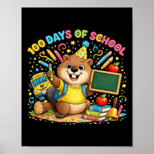 100 Days Of School Cute Beaver Teacher Clroom Cele Poster