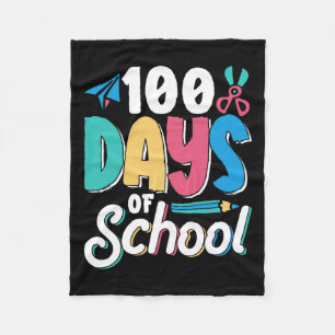 100 Days Of School Cute Cl Kids Pupil Fleece Blanket