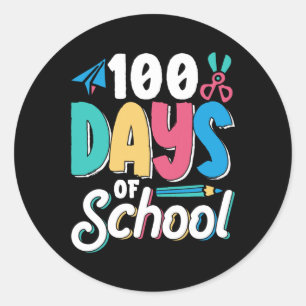 100 Days Of School Cute Class Kids Pupil  Classic Round Sticker