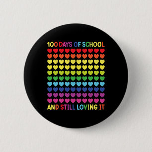 100 Days of School Cute Heart Teachers and Kids No 6 Cm Round Badge