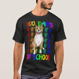 100 Days Of School Cute Pit Bull Wearing Glasses S T-Shirt