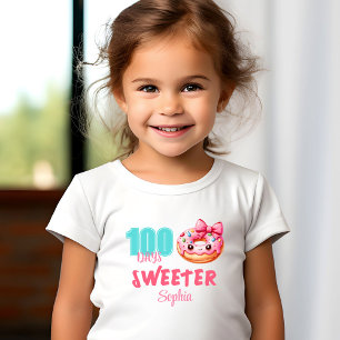 100 Days Of School Cute Sweet Doughnut Girl Name Toddler T-Shirt