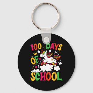 100 Days Of School Cute Unicorn 100 Days Smarter 1 Key Ring