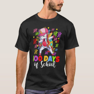 100 Days Of School Dabbing Unicorn Kids Girls 100 T-Shirt
