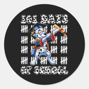 100 Days Of School Dalmatian Dog 100 Days Smarter Classic Round Sticker