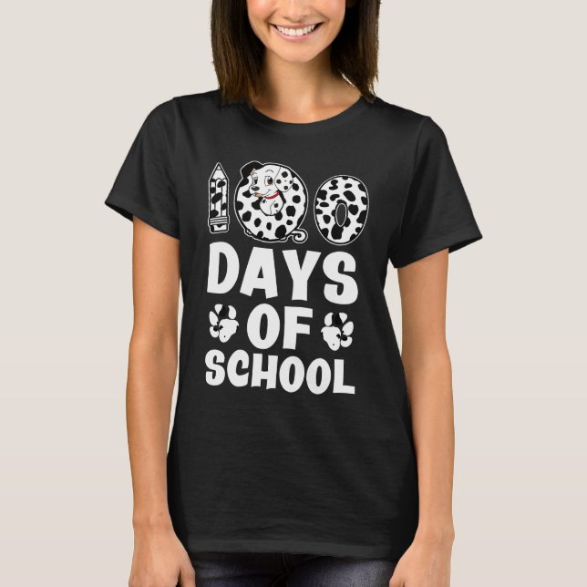 100 Days Of School Dalmatian Dog Boys Girls 100 Da T-Shirt (Front)