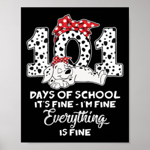 100 Days Of School Dalmatian Dog Women Girl 100 Da Poster