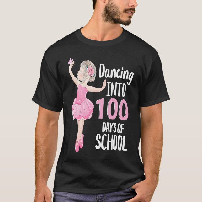 100 Days of School Dancing Ballerina Ballet Dancer T-Shirt (Front)