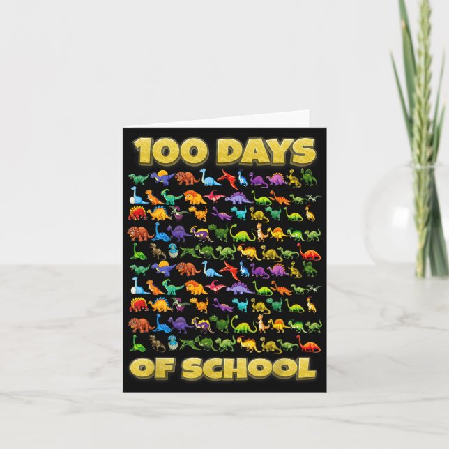 100 Days Of School Dinosaur 100 Days Smarter  Card (Front)