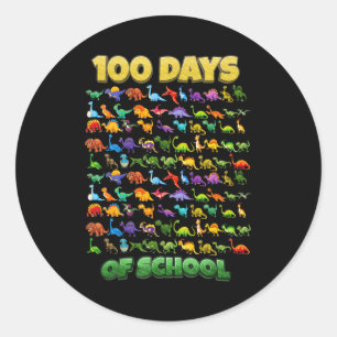 100 Days Of School Dinosaur 100 Days Smarter Classic Round Sticker