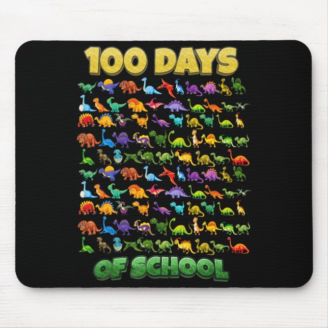 100 Days Of School Dinosaur 100 Days Smarter  Mouse Mat (Front)