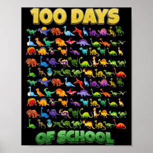 100 Days Of School Dinosaur 100 Days Smarter Poster