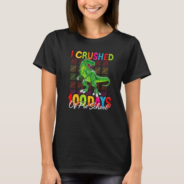 100 days of school dinosaur boys kids 100th day Pr T-Shirt (Front)