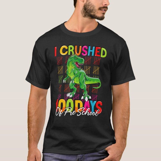 100 days of school dinosaur boys kids 100th day Pr T-Shirt (Front)