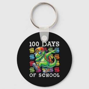 100 Days Of School Dinosaur Dabbing 100th Day Scho Key Ring